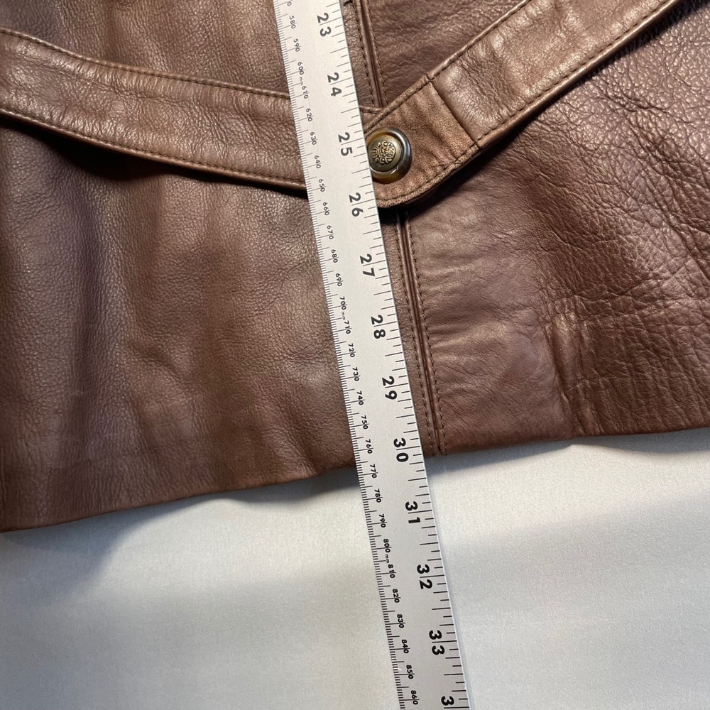 Vintage Bavarian Nappa Leather Janker Jacket 48 M Brown Trachten Austrian Crest - Picture 11 of 11